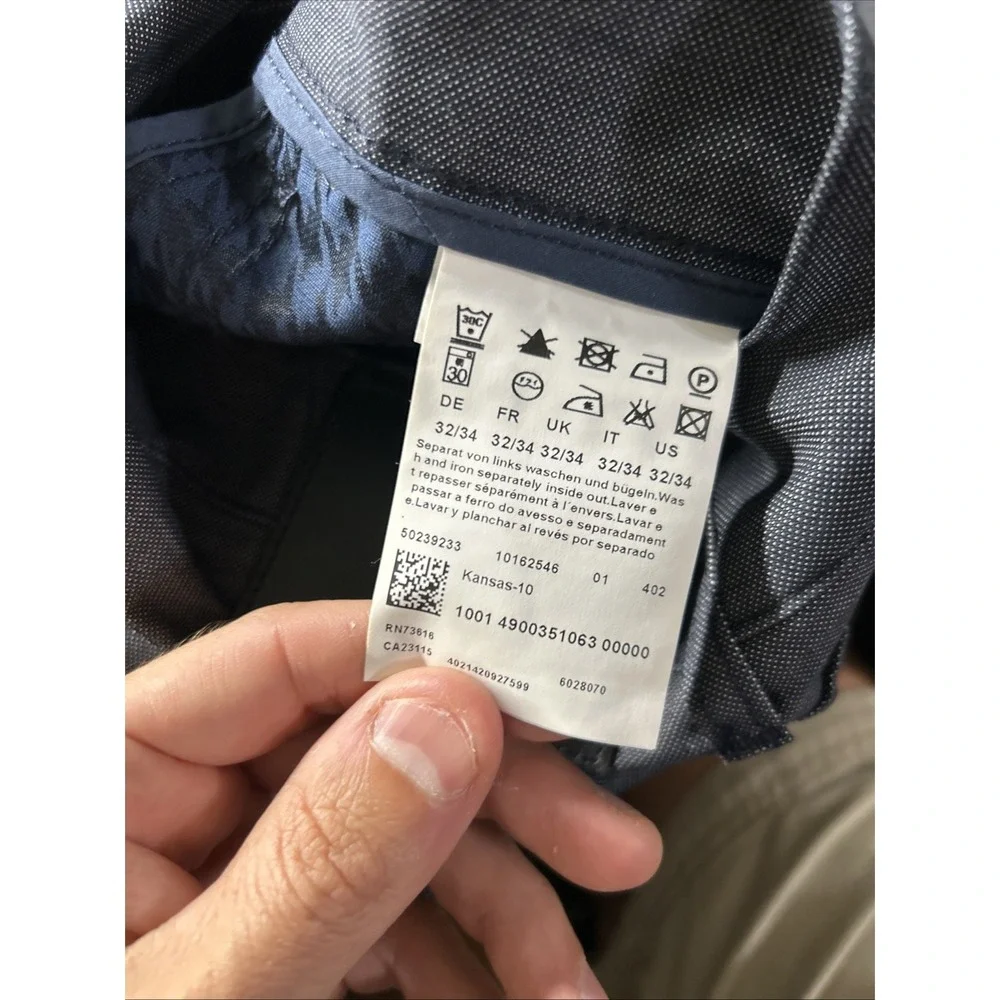 Hugo Boss Mens Pants 32x34 Blue Gray Regular Fit Kansas-10 Dress Trousers